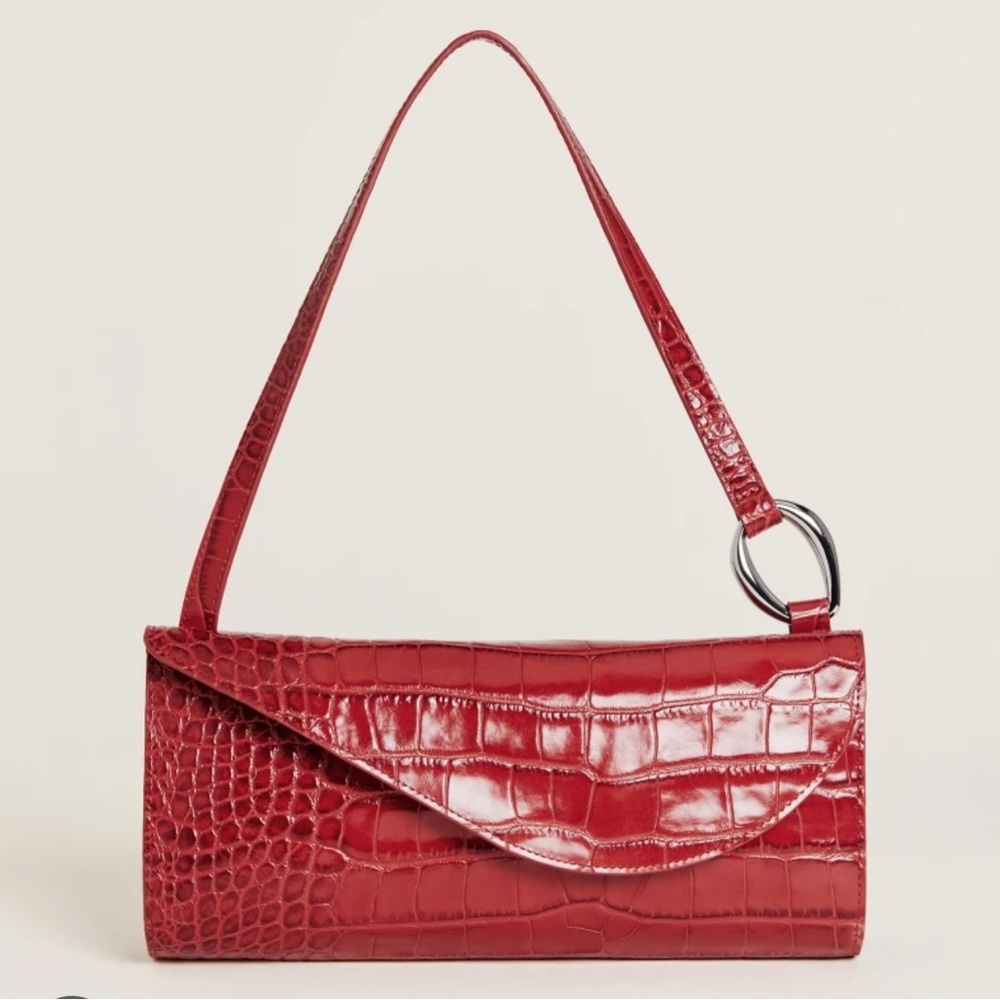 Reformation Philomena Red Croc Shoulder Bag